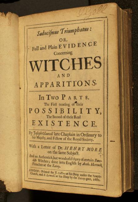 Saducismus Triumphatus, Or, Full and Plain Evidence Concerning Witches. London: Printed for J. Collins… and S. Lownds, 1681.