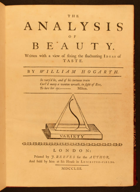 The Analysis of Beauty: Written with a View of Fixing the Fluctuating Ideas of Taste London: Printed by J. Reeves for the author, 1753.