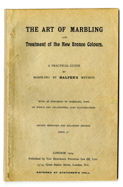 The Art of Marbling and Treatment of the New Bronze Colours: A Practical Guide to Marbling. London: Hostmann Printing Ink Co, 1904.