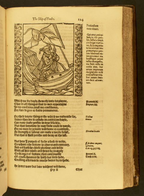 The Ship of Fooles, Wherin Is Shewed the Folly of All States, with Diuers Other Workes Adioyned Vnto the Same, Very Profitable and Fruitfull for All Men. Translated Out of Latin into Englishe by Alexander Barclay Priest. London: In Paules Churchyarde by Iohn Cawood, 1570.