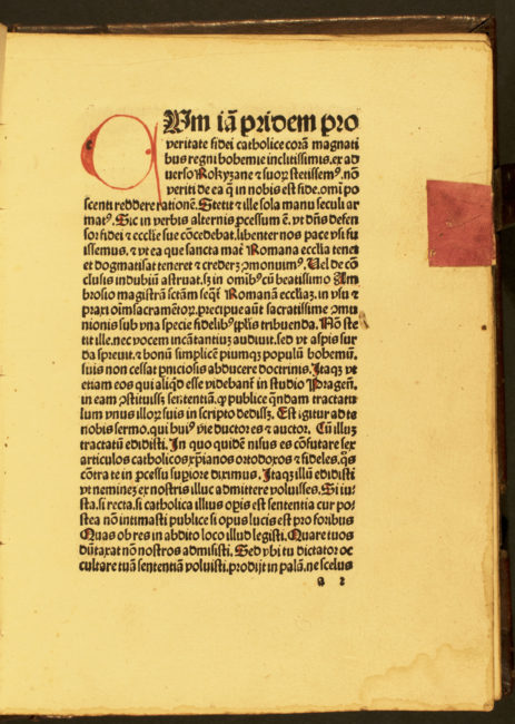 Hilarius. Tractatus Contra Perfidiam Aliquoru[m] Bohemoru[m]. Impressus aute[m] Argentine [i.e. Strasbourg: Printer of the 1483 Jordanus de Quedlinburg (Georg Husner), 1485].