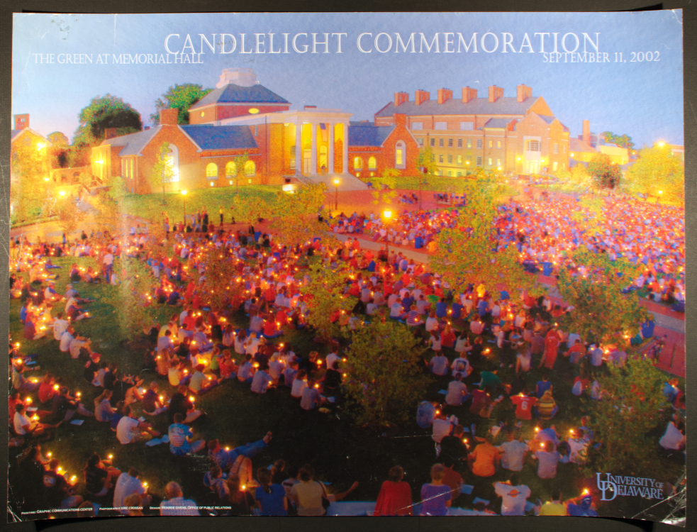 Poster for Candlelight Commemoration on the Green at Memorial Hall, September 11, 2002