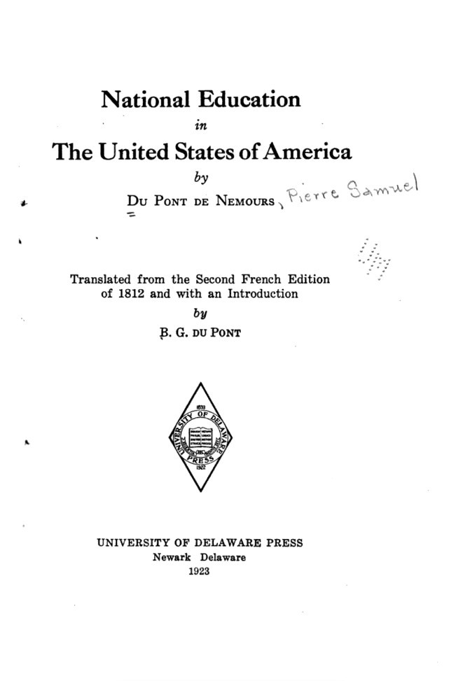 National Education in America by P. S. du Pont
