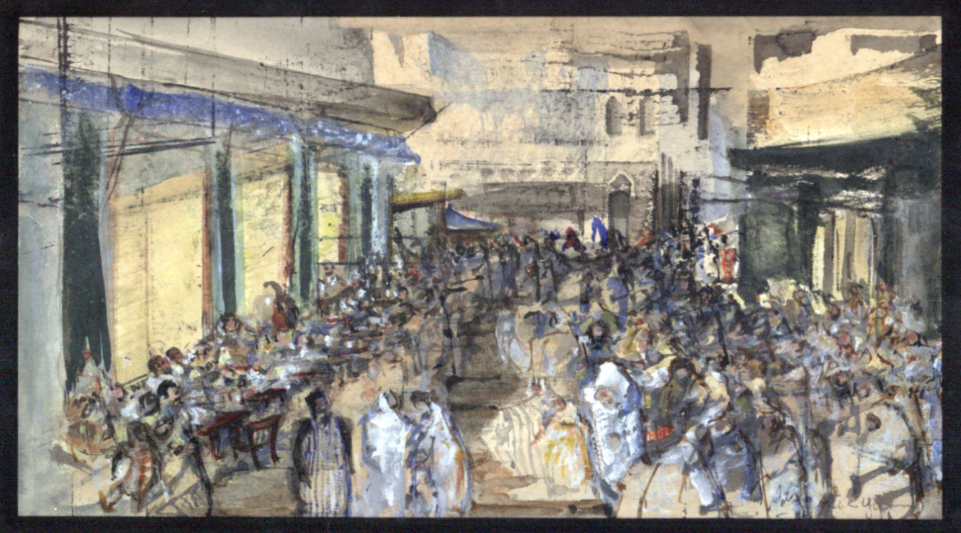Brion Gysin, original painting [Moroccan street scene 2], undated