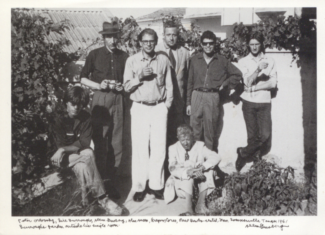 Photograph of Peter Orlovsky, William S. Burroughs, Allen Ginsberg, Alan Ansen, Gregory Corso, Paul Bowles at Villa Muniria,Tangier, 1961 Photograph of Peter Orlovsky, William S. Burroughs, Allen Ginsberg, Alan Ansen, Gregory Corso, Paul Bowles at Villa Muniria,Tangier, 1961