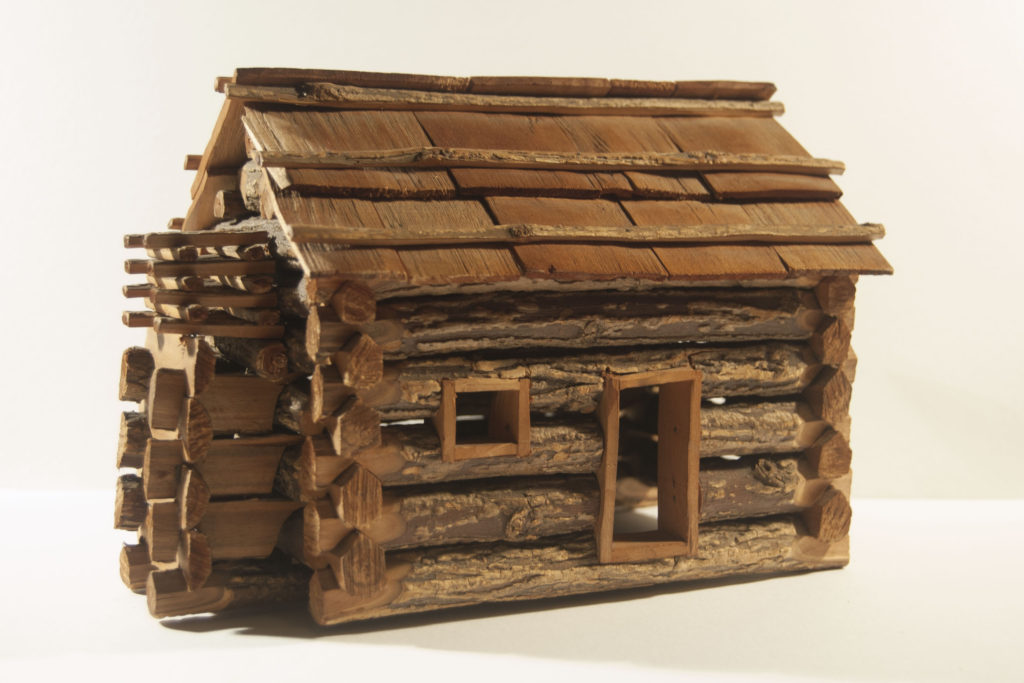 Replica of Abraham Lincoln's birthplace cabin was crafted from wood taken from the birthplace farm in Hodgenville, Larue County, Kentucky