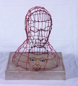 Hayward Oubre, Miscegenation, 1956, painted wire on wood base. Museums Collections, Gift of Paul R.  Jones