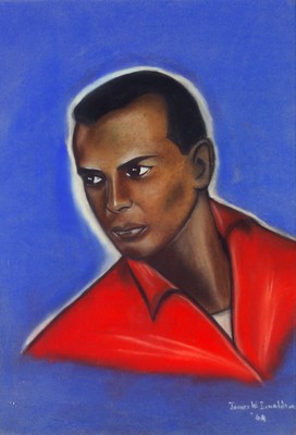 James W. Donaldson, Harry Belafonte, 1968, pastel and acrylic on paper. Museums Collections, Gift of Paul R. Jones