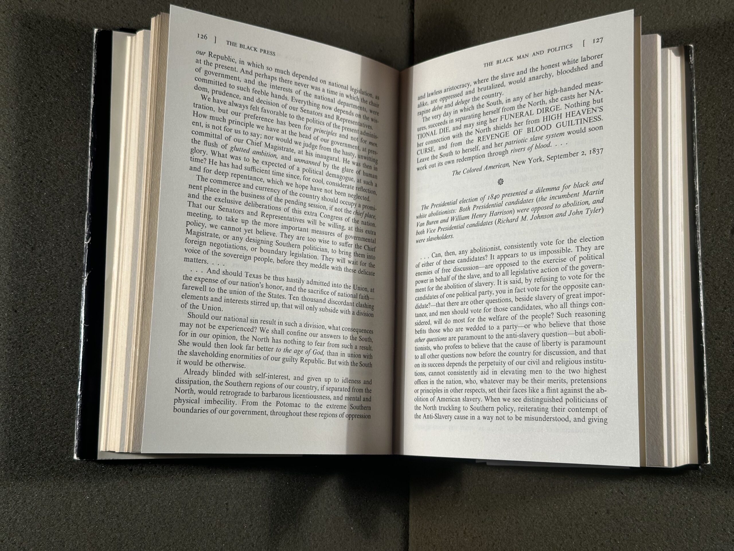 Dann, Martin E. The Black Press, 1827-1890: The Quest for National Identity, [1971], pages 126-127, from the Library Annex-Special Collections Use Only