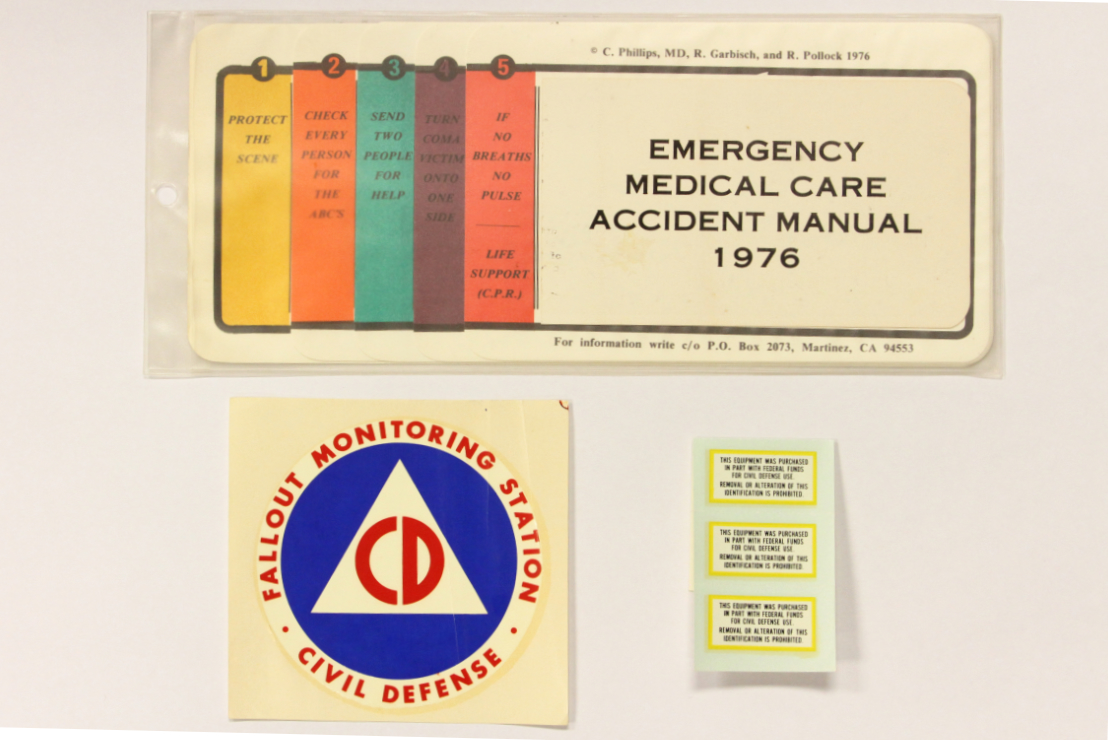 Office of Civil Defense. Civil Defense for the Schools of Delaware Kit. Manual and Stickers. 1941