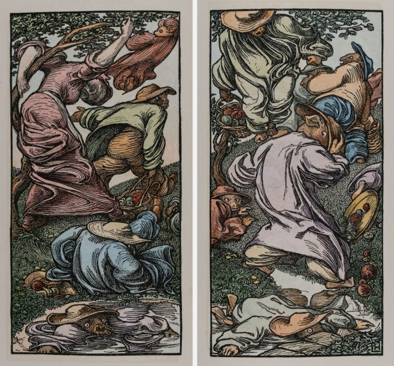 [Two illustrations for Goblin Market] hand-colored wood engravings on paper