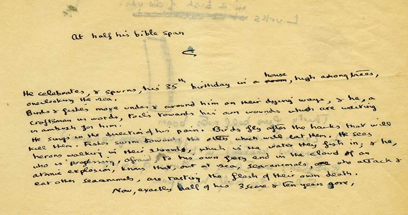 Notes toward “Poem on his Birthday” (1952), undated