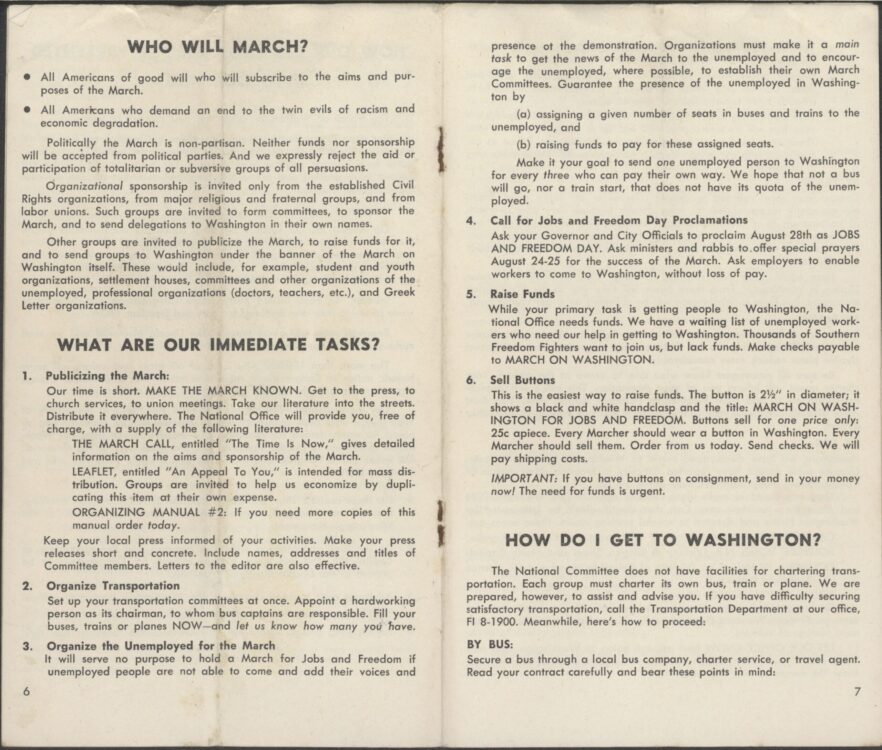 Organizing Manual No. 2: Final Plans for the March on Washington for ...