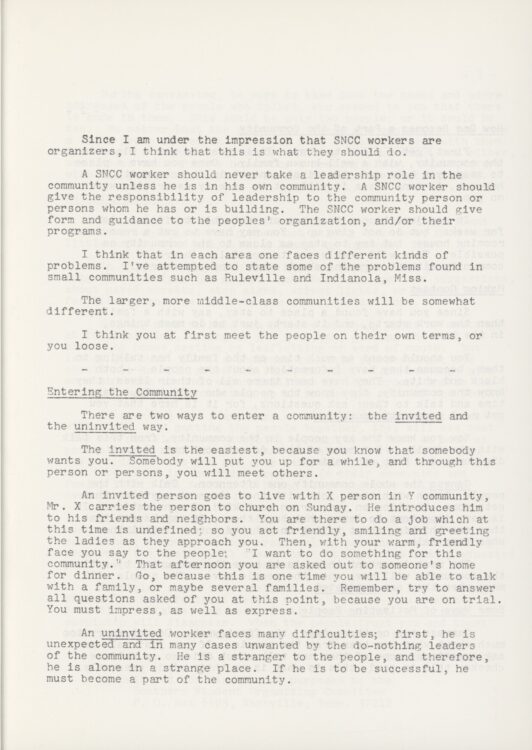 Charles McLaurin, “Notes on Organizing,” circa 1964, page 1