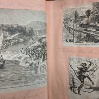 Thumbnail: David Fox Nelson, ca. 1850-. Scrapbook. “Presented to Miss Cassie E. Day by David F. Nelson, August 19th, 1878.”