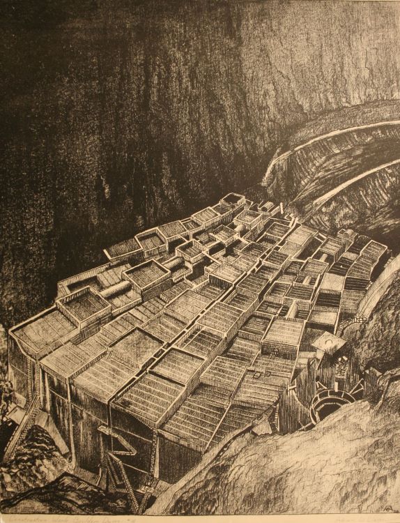 Adrian D. Clem (1906-1977), Construction Work, Boulder Dam #5, 1934, 24 ¼ x 19 ⅛ inches, lithograph. Museums Collections.