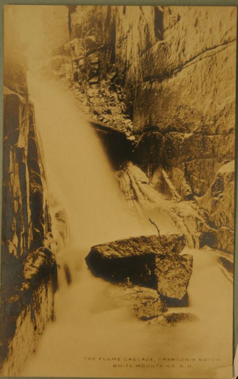 Unknown, The Flume Cascade, White Mts., NH,  9-20th century, 6 x 4 inches, post card/photo, silver. Museums Collections, Gift of Mr. Charles Thomas Butler & Ms. Marilyn Laufer.