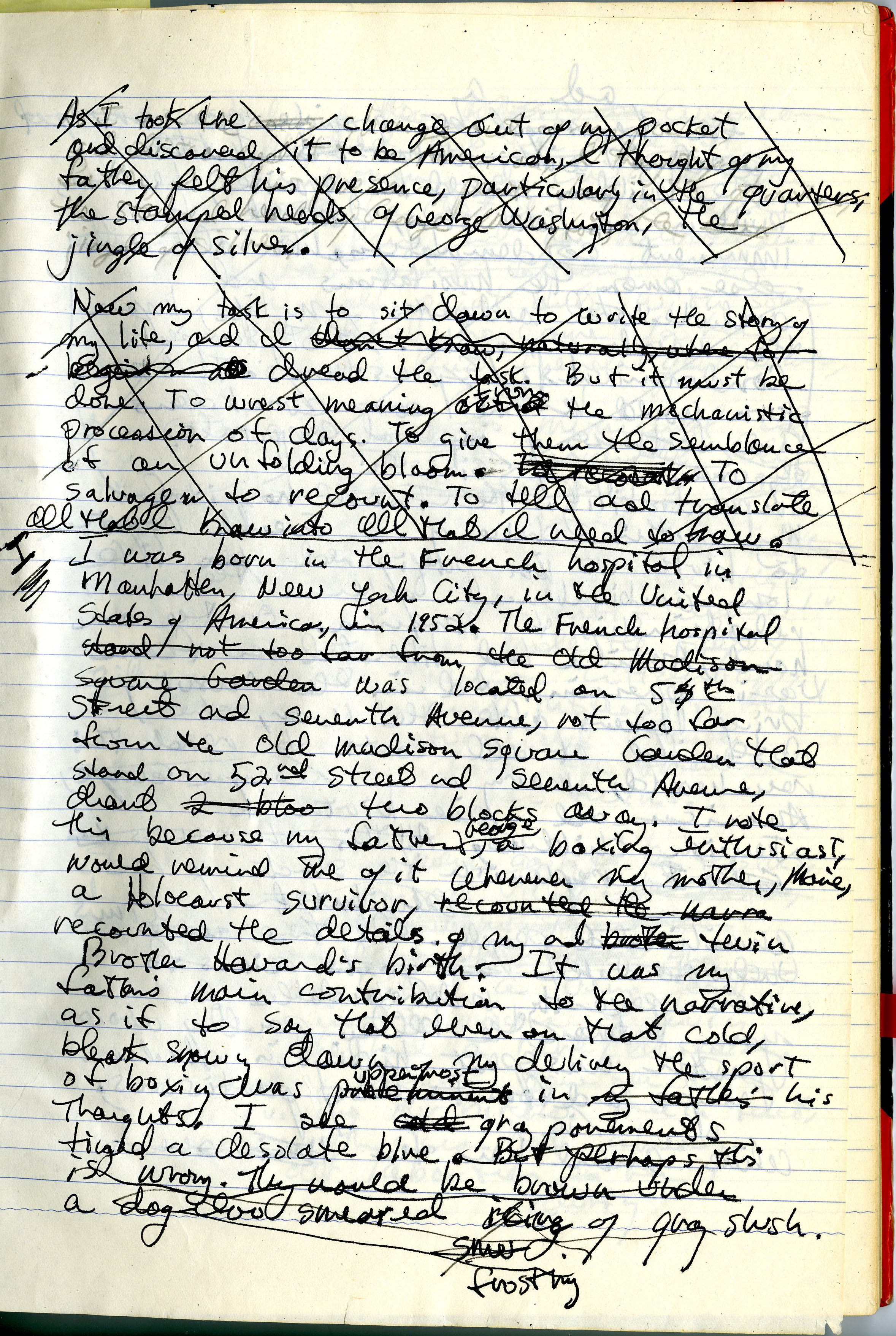 Kaufman, Alan. Jew Boy. Manuscript notebook, volume 1, undated, from the Alan Kaufman papers