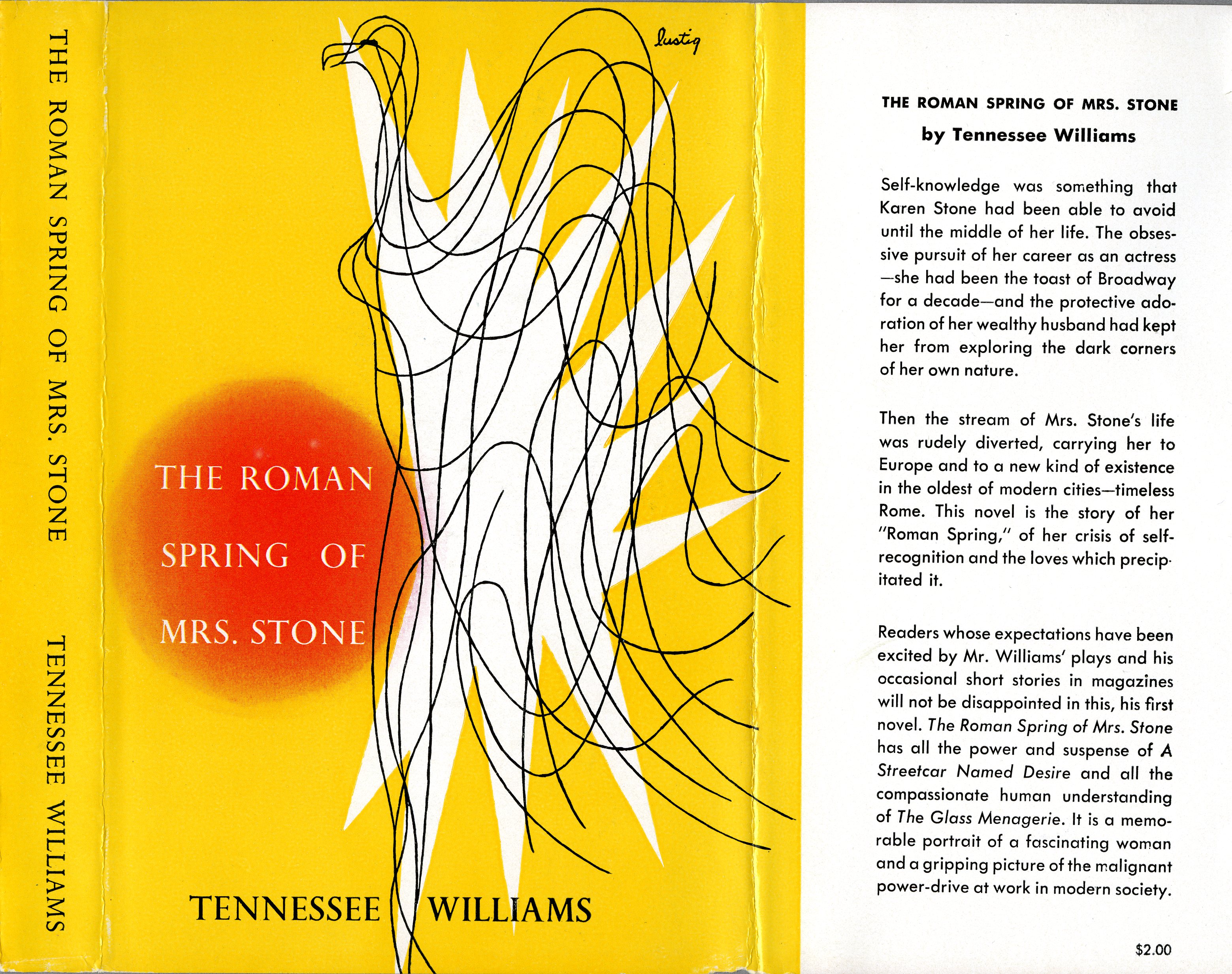 Williams, Tennessee. The Roman Spring of Mrs. Stone. First edition. New York: New Directions, 1950. Cover art and design by Alvin Lustig.