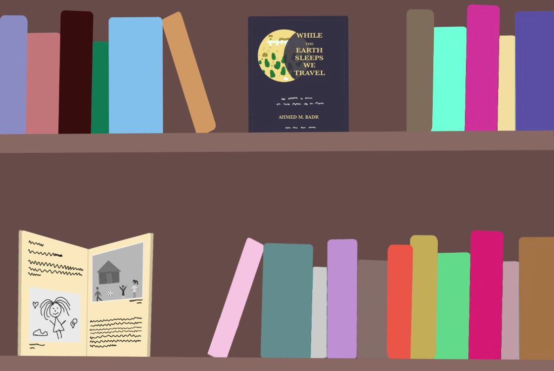 Avery Bell. “Bookshelf of Knowledge,” digital artwork, 2022.