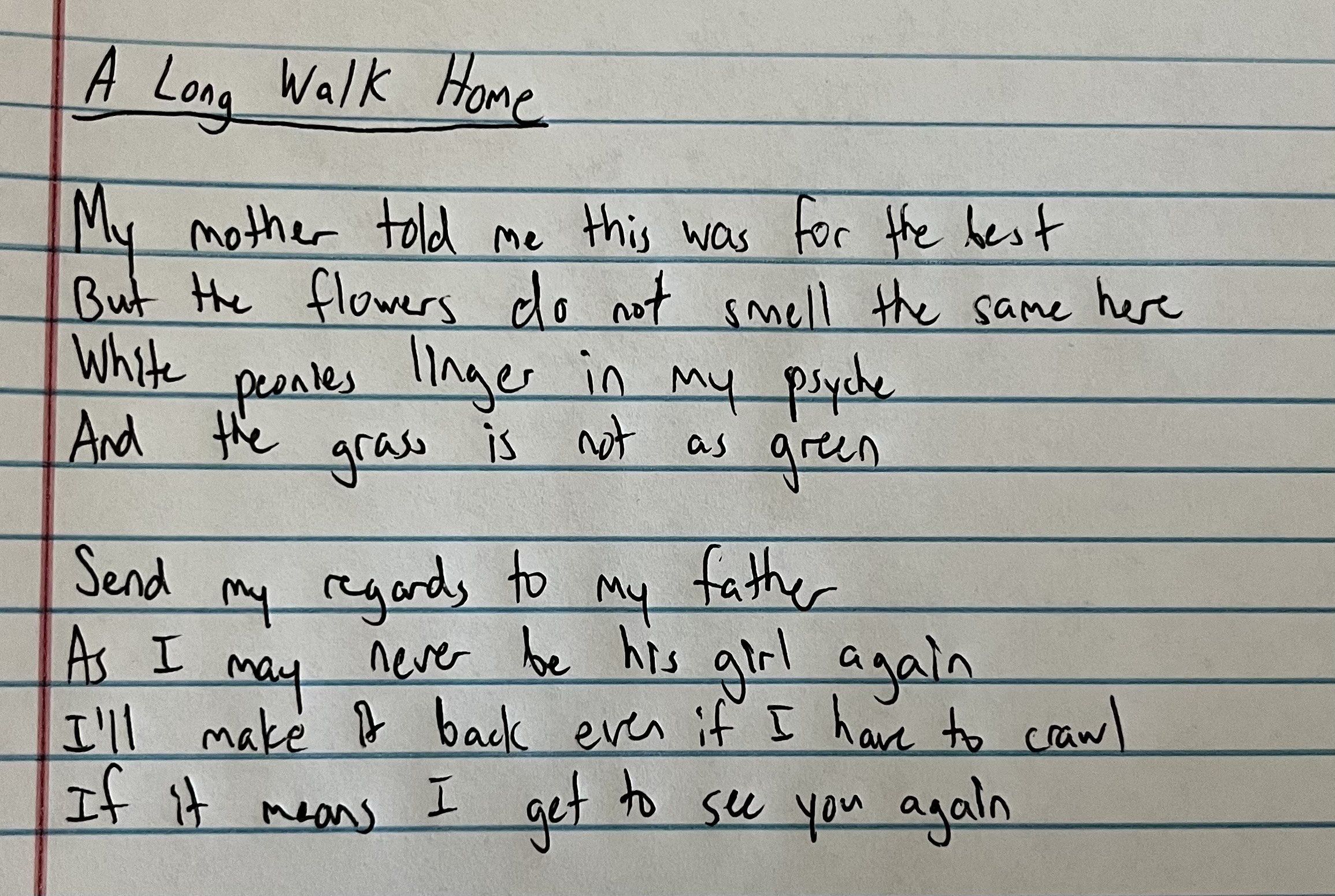 Hannah Coyne. “A Long Walk Home,” poem, 2022.
