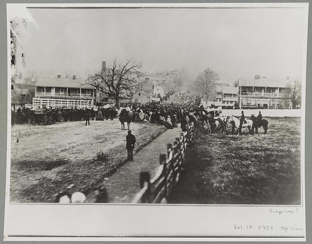 Isaac G. Tyson (1833-1913) and Charles J. Tyson (1838-1906). Photograph of crowd and marching troops on the way to the cemetery, Gettysburg, November 19, 1863.