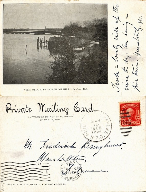 View of R. R. Bridge from Hill.-Seaford, Del., 1898–1901, from the Delaware Postcard Collection