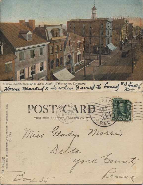 Market Street, looking south of Sixth, Wilmington, Delaware, 1901–1907, From the Delaware Postcard Collection