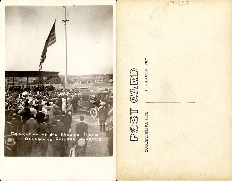 Dedication of Joe Frazer Field, Delaware College June, 1913, 1913 or later, From the Delaware Postcard Collection
