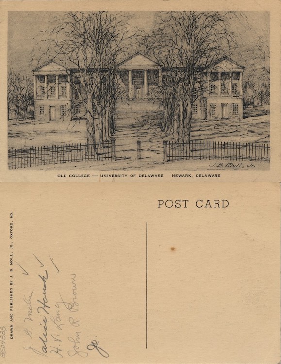 Old College – University of Delaware, Newark, Delaware, 1946 or later, From the Delaware Postcard Collection