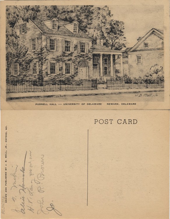 Purnell Hall – University of Delaware, Newark, Delaware, 1946 or later, From the Delaware Postcard Collection