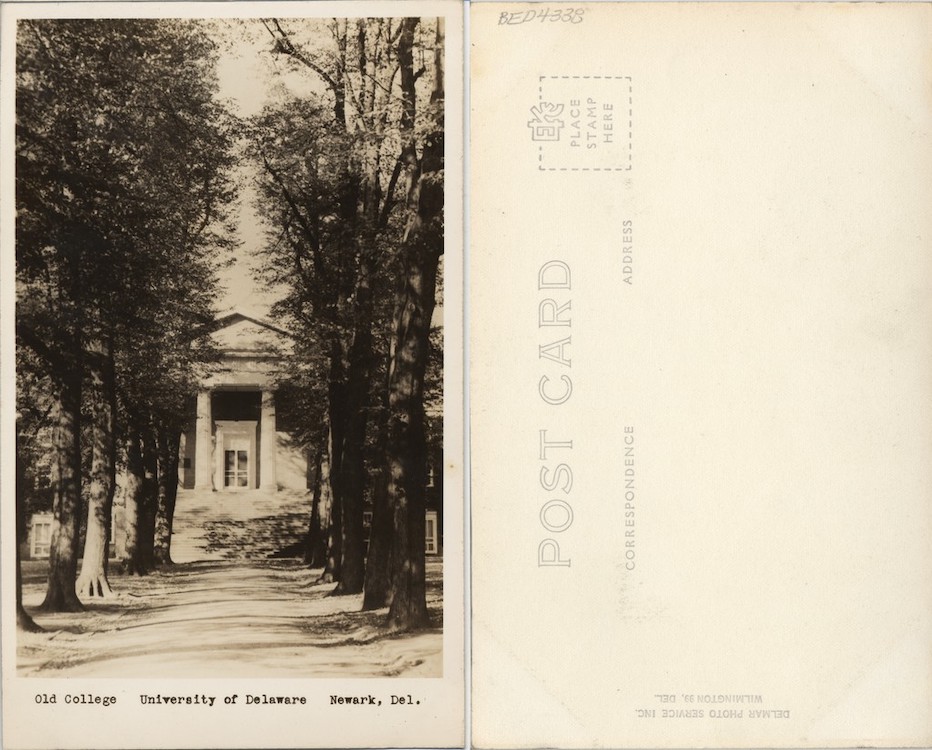 Old College, University of Delaware, Newark, Del., 1939–1950, From the Delaware Postcard Collection