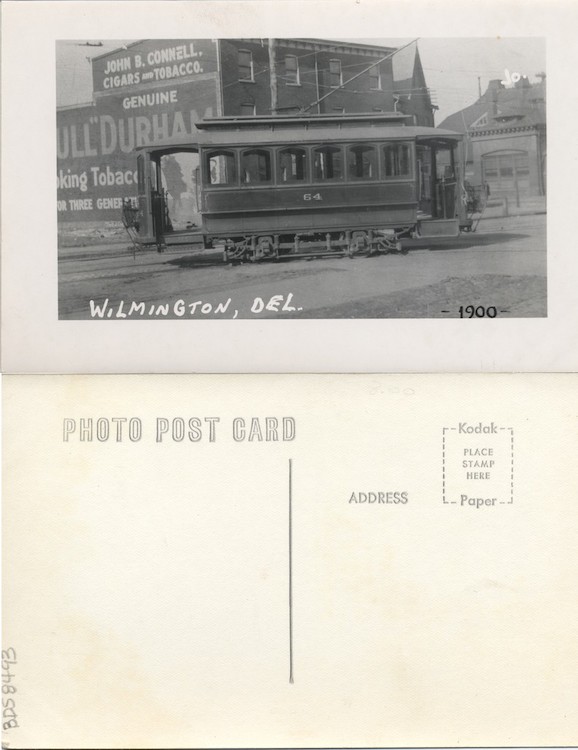 Electric trolley, Wilmington, Delaware, 1950 or later, From the Delaware Postcard Collection