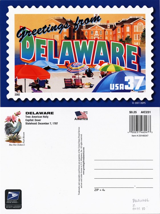 Greetings from Delaware: USA 37, 2001, From the Delaware Postcard Collection