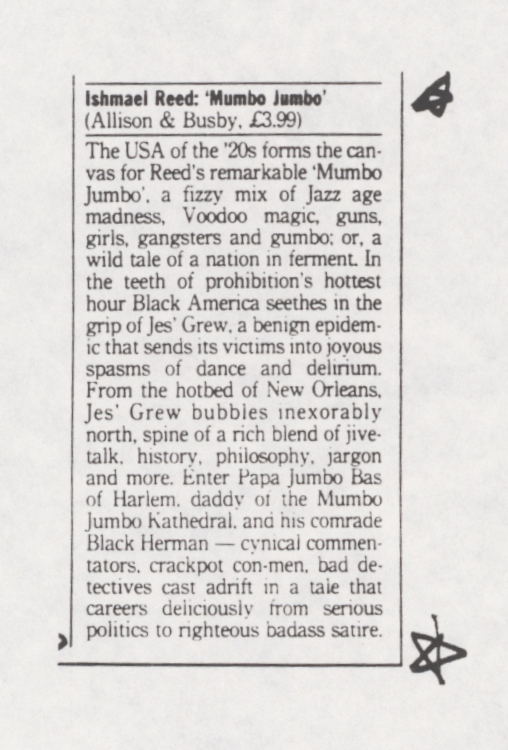 Mumbo Jumbo advertisement proof, circa 1988