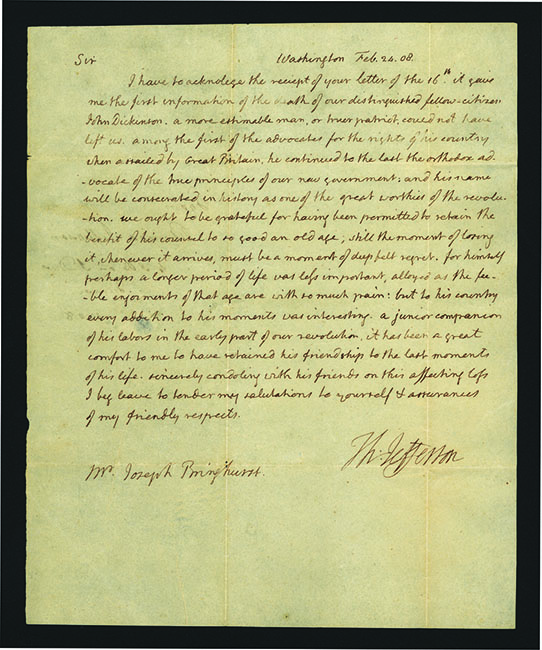 Thomas Jefferson, Autograph letter to Joseph Bringhurst, Washington.