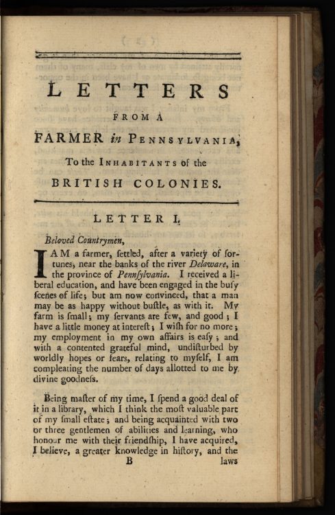 Dickinson, John, Letters from a Farmer in Pennsylvania, to the Inhabitants of the British Colonies. London: Printed for J. Almon