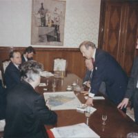 Thumbnail: Photograph with Senator Joseph R. Biden, Jr., Slobodan Milošević, and Radovan Karadžić in Belgrade
