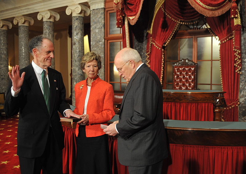 Photograph of Ted Kaufman, Lynne Kaufman, and Dick Cheney, 2009 January 16