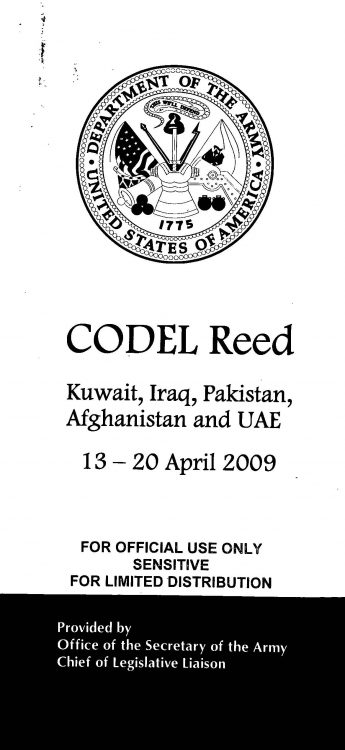 Cover page of CODEL Reed document, 2009 April
