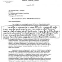 Thumbnail: Excerpt of letter to Securities and Exchange Commission Chairman Mary L. Schapiro, 2009 August 21