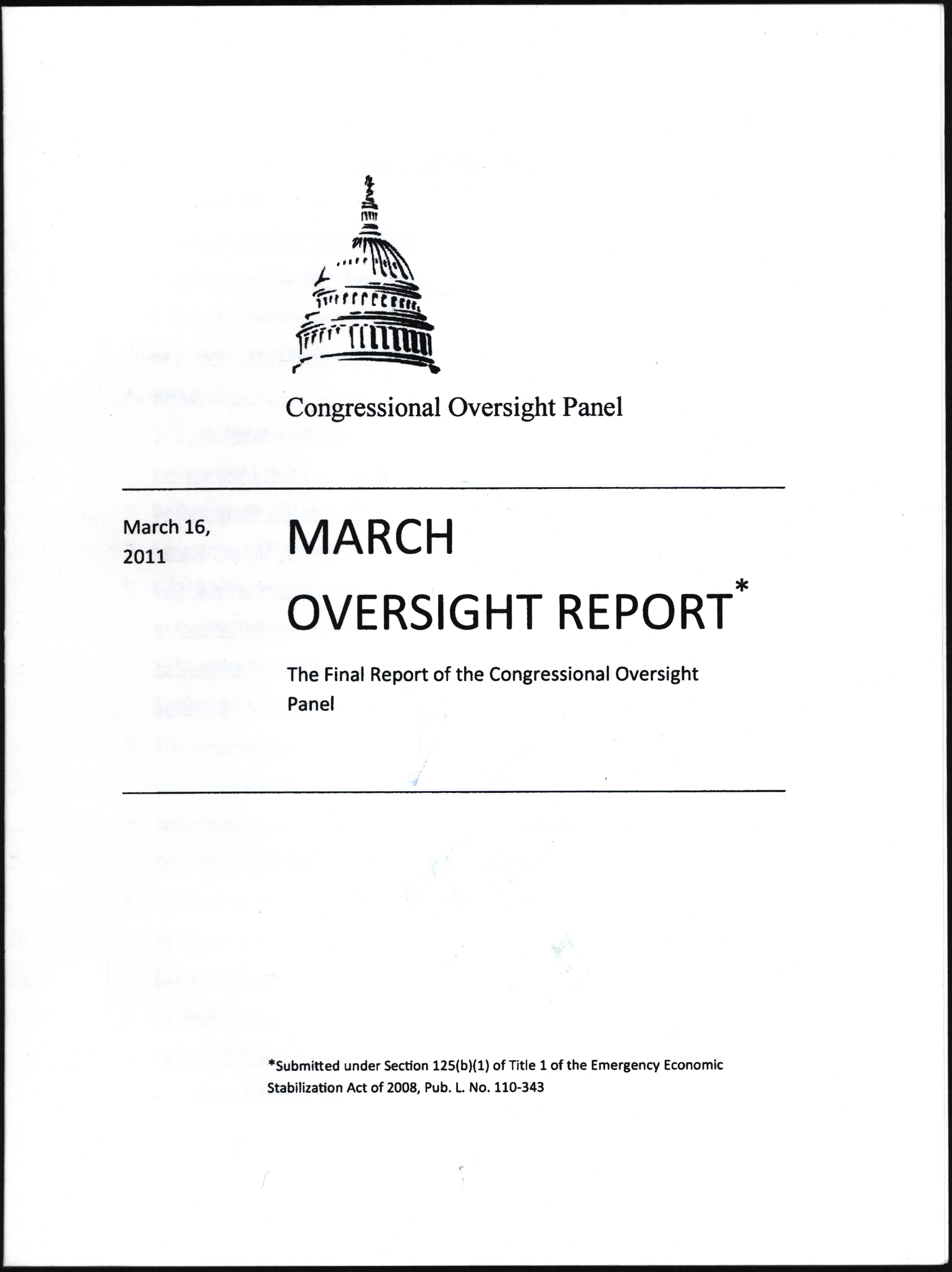 ‘March Oversight Report,’ 2011 March
