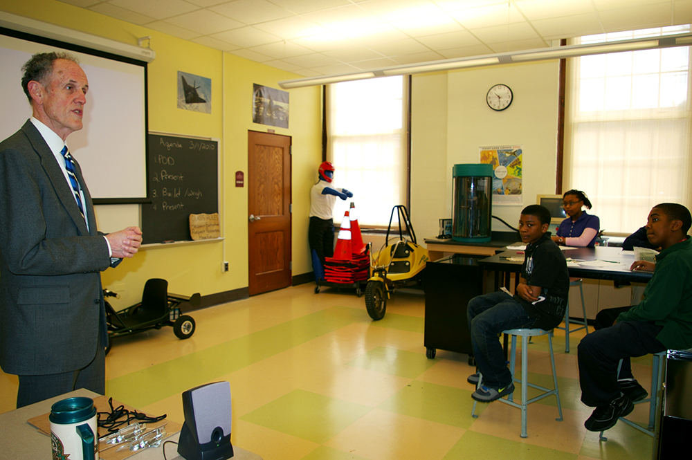 Photograph of Senator Ted Kaufman at P.S. duPont Middle School, 2010 March 1
