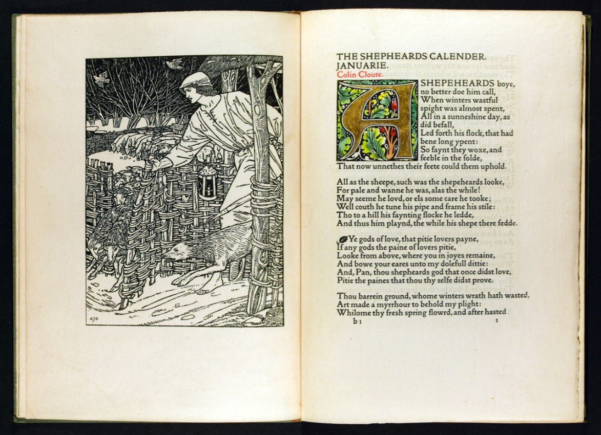 Edmund Spenser, 1552?–1599. The Shepheardes Calender: Conteyning Twelve Eglogues, Poportionable to the Twelve Monethes. Hammersmith: Kelmscott Press, 1896