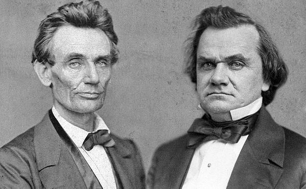 Portrait of Abraham Lincoln and Stephen A. Douglas at the time of their 1858 debates