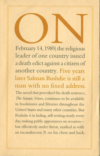 “On February 14, 1989, the religious leader of one country issued a death edict against a citizen of another country…”(pamphlet)