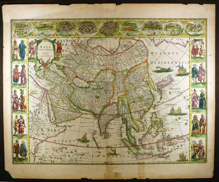 Asia noviter delineata. Amsterdam, about 1640. Hand-colored engraving.