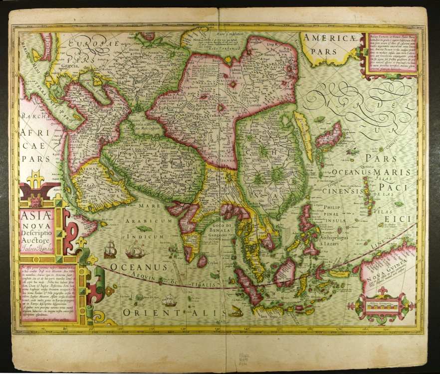 Asiae nova descriptio. Amsterdam, 1607. Hand-colored engraving on paper.