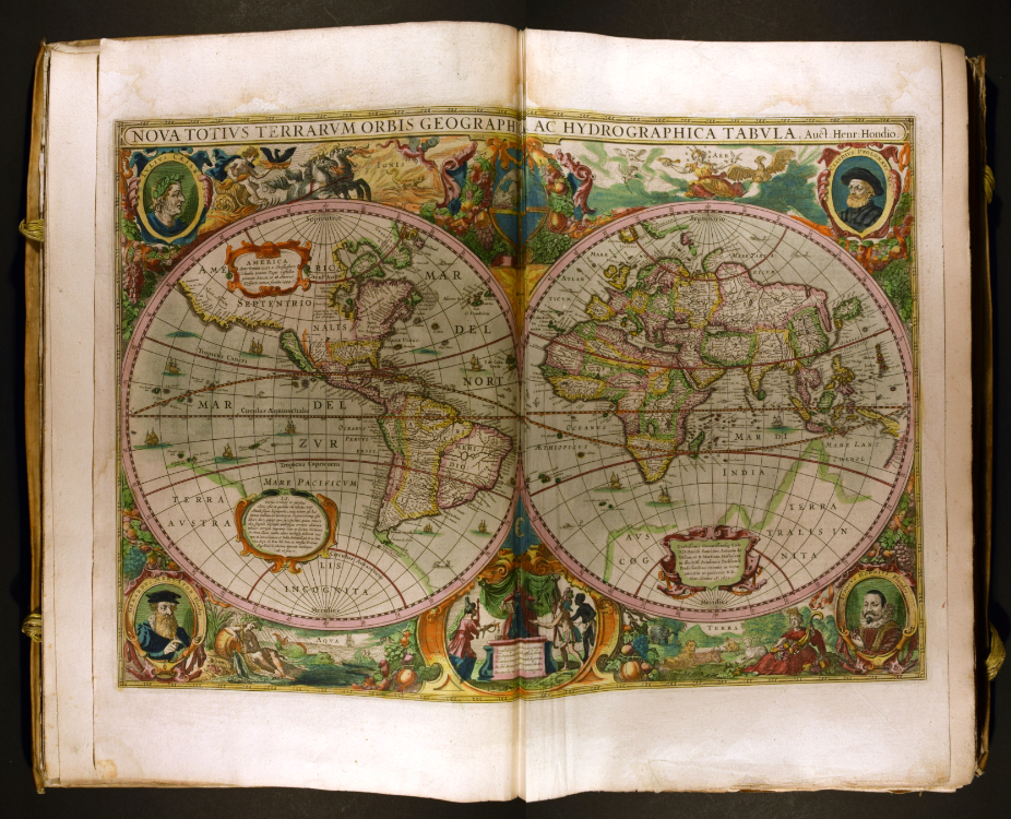 Nova Totivs Terrarvm Orbis Geographica AC Hydrographica Tabvla, in Atlas Novus, Volume 1. Amsterdam, 1638. Hand-colored engraving on paper.