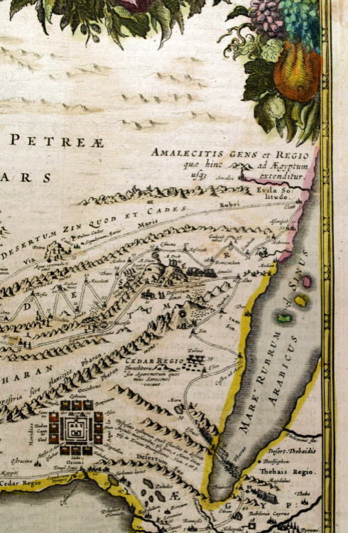 [Detail showing the Red Sea and Mount Sinai]. Situs Terrae Promissionis. S.S. Bibliorum intelligentiam exacte aperiens per Chr. Adrichom, in Atlantis Novi, Pars Tertia. Amsterdam, 1638.